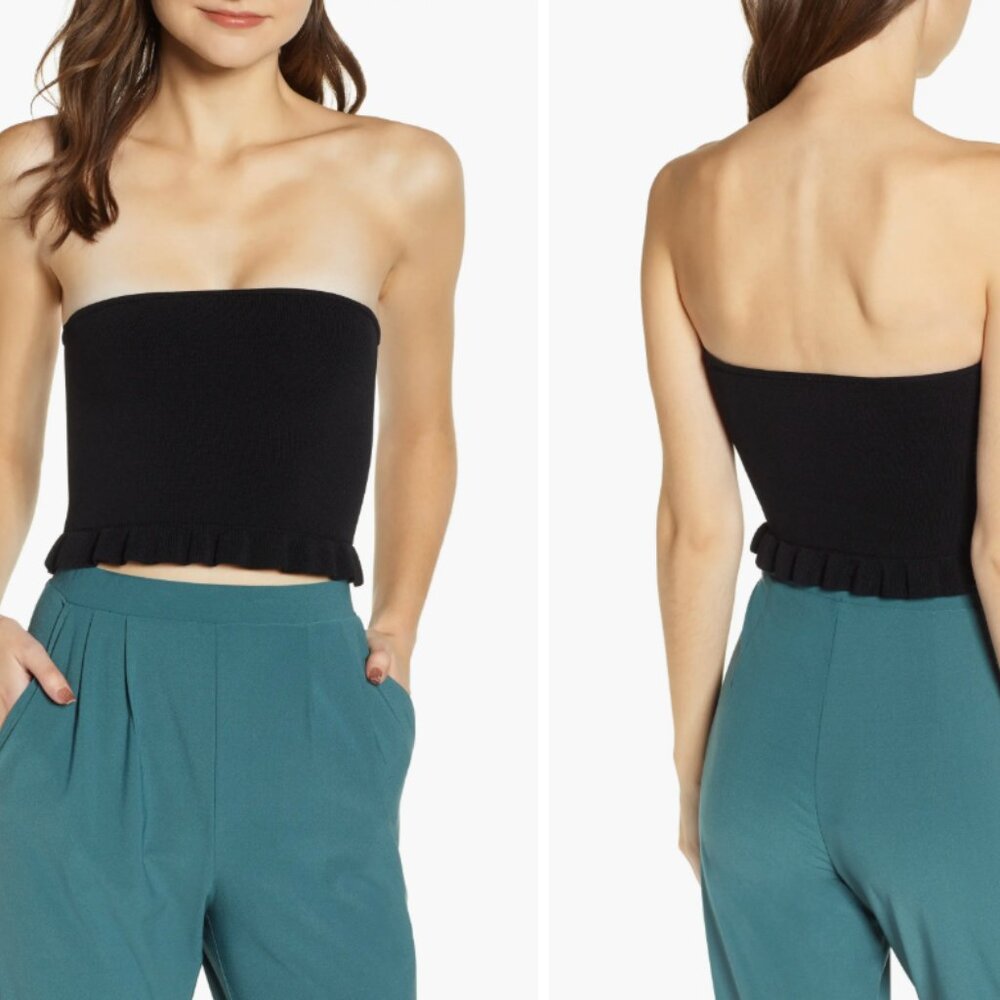 Leith Ruffle Tube Top Sweater